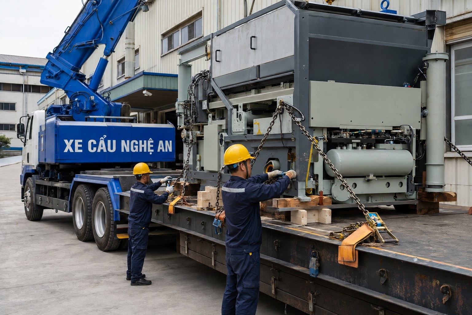 Xe cẩu thực hiện công việc - Vận Chuyển Hàng Nặng