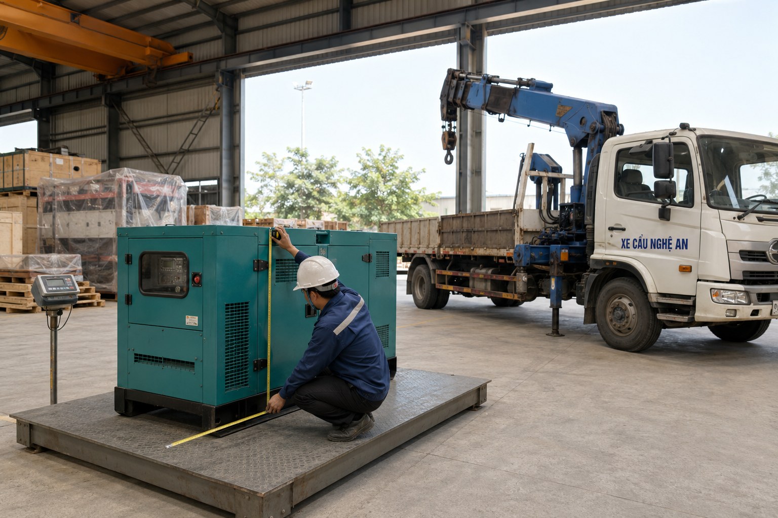 Xe cẩu thực hiện công việc - Xác Định Trọng Tâm Máy