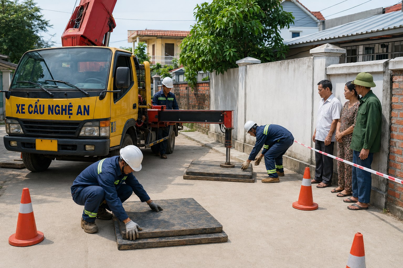 Xe cẩu thực hiện công việc - Di Dời Máy Móc