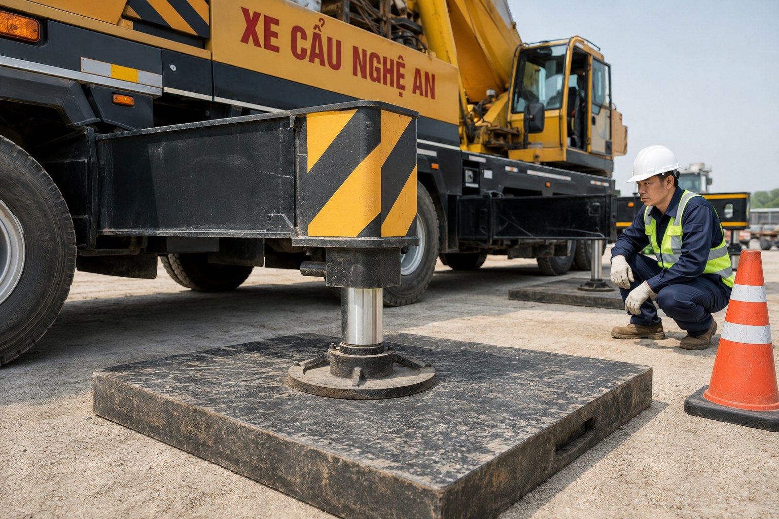 Kê chân chống đúng cách tránh lật xe cẩu